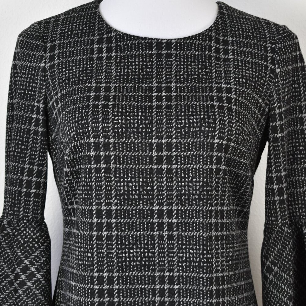 Calvin Klein Plaid Bell Sleeve Dress - 6 - Picture 2 of 9